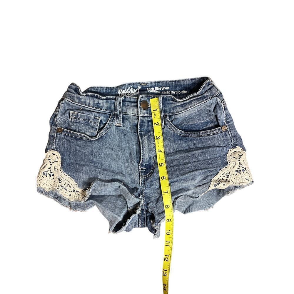 Mossimo High Rise Lace Crochet Side Denim Jean Shorts Women's Size 00 - Picture 5 of 6